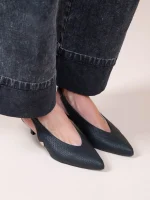 Serpe Noir Γυναικεία Δερμάτινα Mules Με Τακούνι Μαύρα