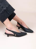 Serpe Noir Γυναικεία Δερμάτινα Mules Με Τακούνι Μαύρα - Image 4