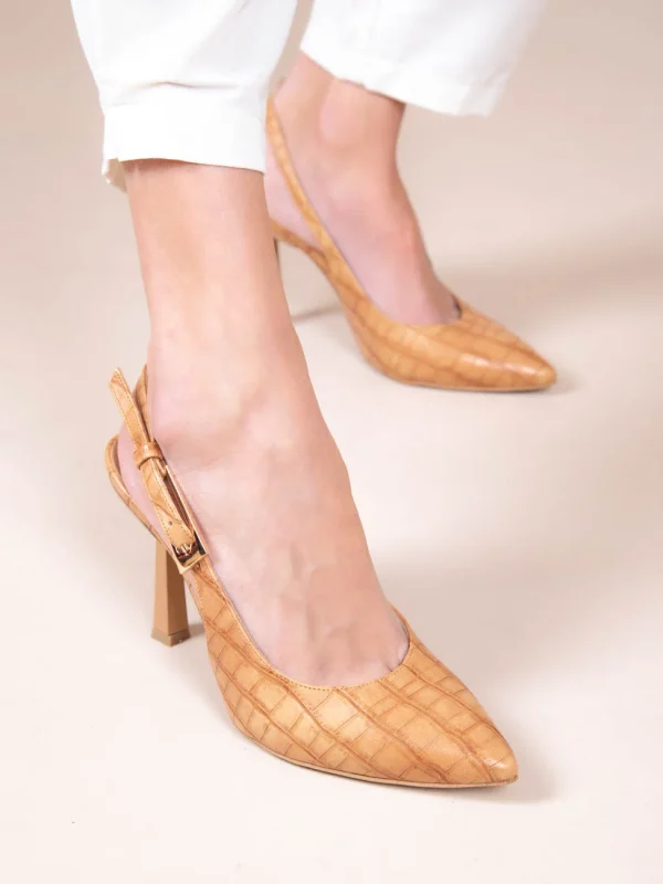 Sylvie Terra Γυναικείες Δερμάτινες Γόβες Open Heel Ταμπά - Image 1
