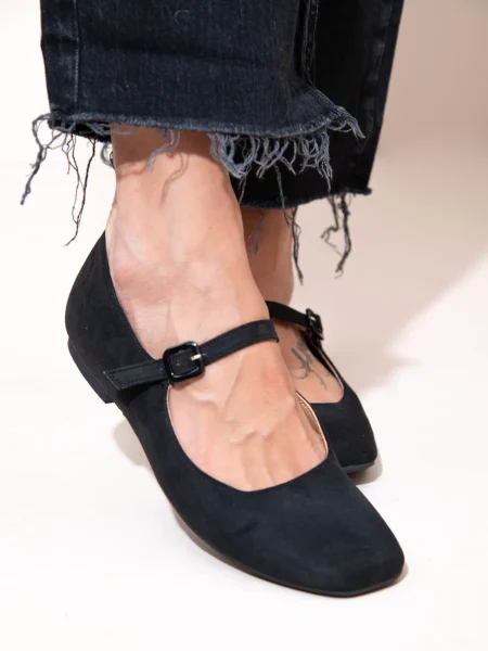 Ballerine Noir Γυναικείες Δερμάτινες Μπαλαρίνες Μαύρες