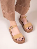 Caree Castor Γυναικεία Δερμάτινα FLatforms Ταμπά - Image 3