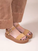 Caree Castor Γυναικεία Δερμάτινα FLatforms Ταμπά - Image 5