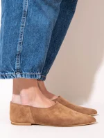 Chaussette Γυναικείες Δερμάτινες Μπαλαρίνες Μυτερές Κάμελ