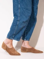 Chaussette Γυναικείες Δερμάτινες Μπαλαρίνες Μυτερές Κάμελ - Image 2