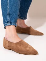 Chaussette Γυναικείες Δερμάτινες Μπαλαρίνες Μυτερές Κάμελ - Image 3