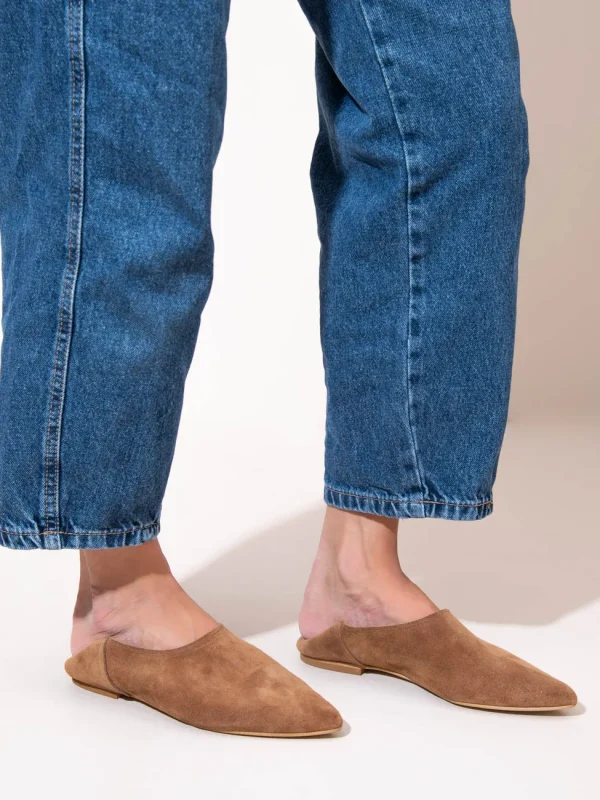 Chaussette Γυναικείες Δερμάτινες Μπαλαρίνες Μυτερές Κάμελ - Image 4