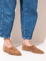 Chaussette Γυναικείες Δερμάτινες Μπαλαρίνες Μυτερές Κάμελ - Image 5