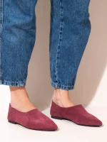 Chaussette Bordeaux Γυναικείες Δερμάτινες Μπαλαρίνες Μυτερές Μπορντό