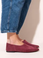 Chaussette Bordeaux Γυναικείες Δερμάτινες Μπαλαρίνες Μυτερές Μπορντό - Image 3