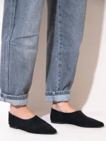 Chaussette Noir Γυναικείες Δερμάτινες Μπαλαρίνες Μυτερές Μαύρες - Image 2