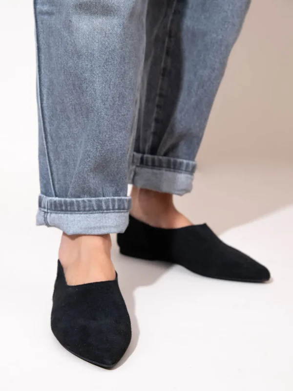 Chaussette Noir Γυναικείες Δερμάτινες Μπαλαρίνες Μυτερές Μαύρες - Image 5
