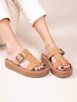 Croix Γυναικεία Δερμάτινα Flatforms Ταμπά