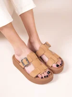 Croix Γυναικεία Δερμάτινα Flatforms Ταμπά - Image 4