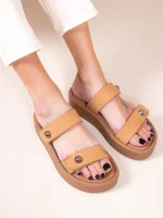 Fois Γυναικεία Δερμάτινα Flatforms Ταμπά