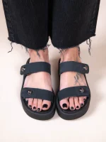 Fois Noir Γυναικεία Δερμάτινα Flatforms Μαύρα
