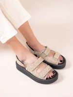 Jane Γυναικεία Δερμάτινα Flatforms Μπεζ