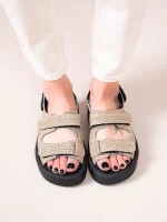 Jane Γυναικεία Δερμάτινα Flatforms Μπεζ - Image 3