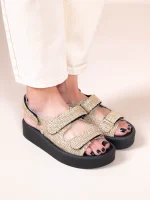 Jane Γυναικεία Δερμάτινα Flatforms Μπεζ - Image 5
