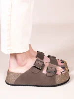 Liege Γυναικεία Δερμάτινα Flatforms Καφέ - Image 4