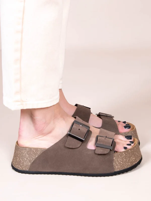Liege Γυναικεία Δερμάτινα Flatforms Καφέ - Image 4