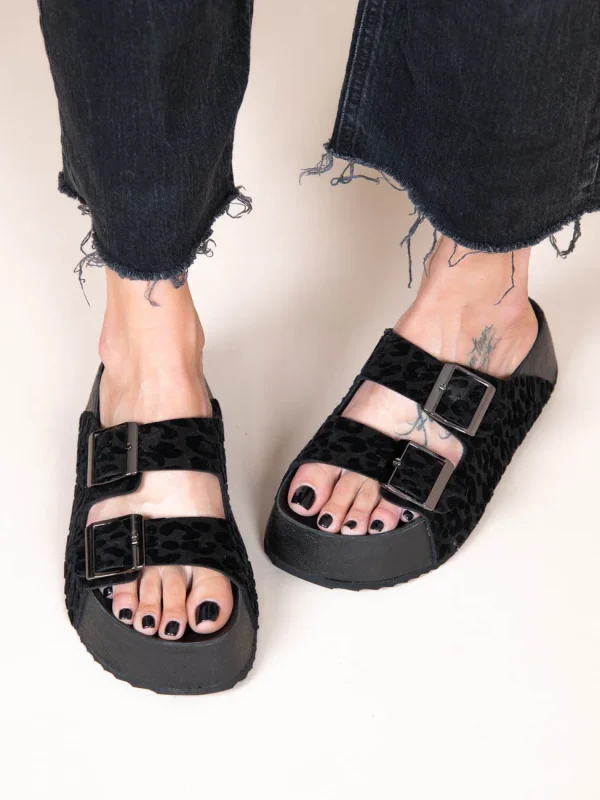 Liege Noir Γυναικεία Δερμάτινα Flatforms Μαύρα - Image 1