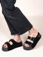 Liege Noir Γυναικεία Δερμάτινα Flatforms Μαύρα - Image 2