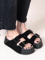 Liege Noir Γυναικεία Δερμάτινα Flatforms Μαύρα - Image 3