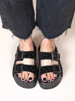 Liege Noir Γυναικεία Δερμάτινα Flatforms Μαύρα - Image 4