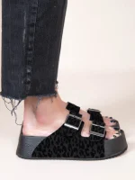 Liege Noir Γυναικεία Δερμάτινα Flatforms Μαύρα - Image 5