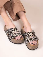 Liege X Leo Γυναικεία Δερμάτινα Flatforms Λεοπάρ