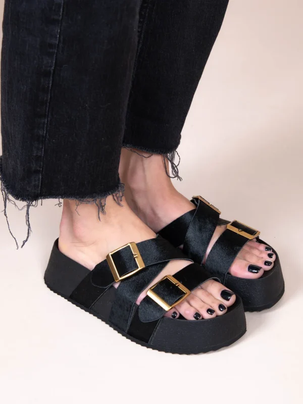 Liege X Noir Γυναικεία Δερμάτινα Flatforms Μαύρα - Image 1