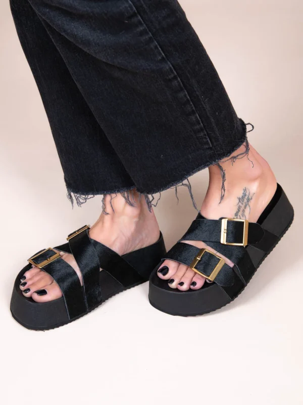 Liege X Noir Γυναικεία Δερμάτινα Flatforms Μαύρα - Image 2