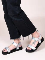 Nouvelle Dargent Γυναικεία Δερμάτινα Flatforms Ασημί - Image 3