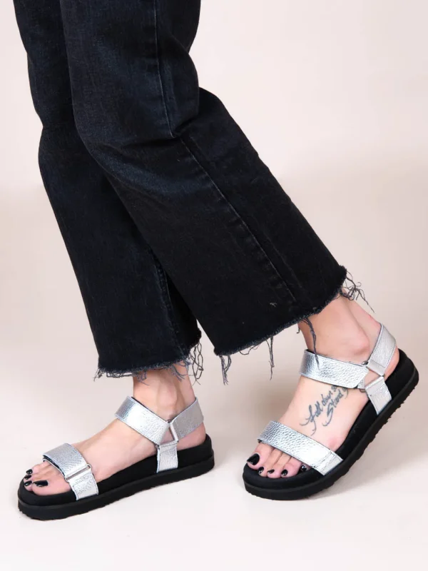Nouvelle Dargent Γυναικεία Δερμάτινα Flatforms Ασημί - Image 3