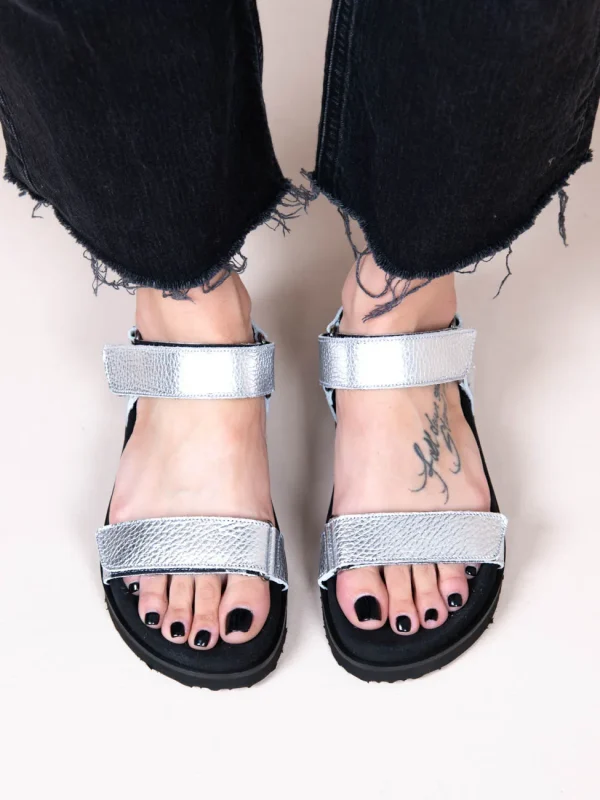 Nouvelle Dargent Γυναικεία Δερμάτινα Flatforms Ασημί - Image 4