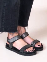 Nouvelle Noir Γυναικεία Δερμάτινα Flatforms Μαύρα - Image 2