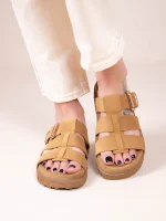 Noyer Castor Γυναικεία Δερμάτινα Flatforms Ταμπά