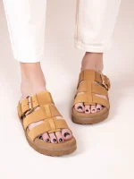Noyer Castor Γυναικεία Δερμάτινα Flatforms Ταμπά - Image 2