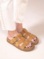 Noyer Castor Γυναικεία Δερμάτινα Flatforms Ταμπά - Image 3