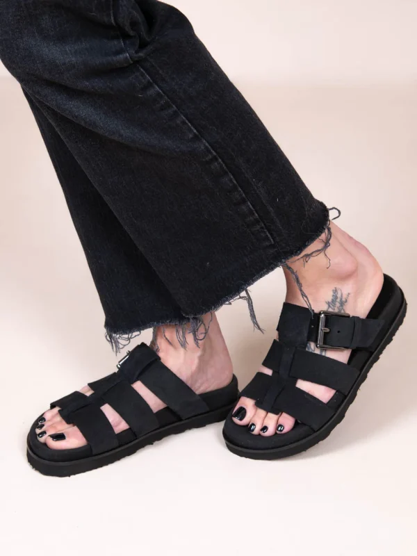 Noyer Castor Noir Γυναικεία Δερμάτινα Flatforms Μαύρα - Image 2