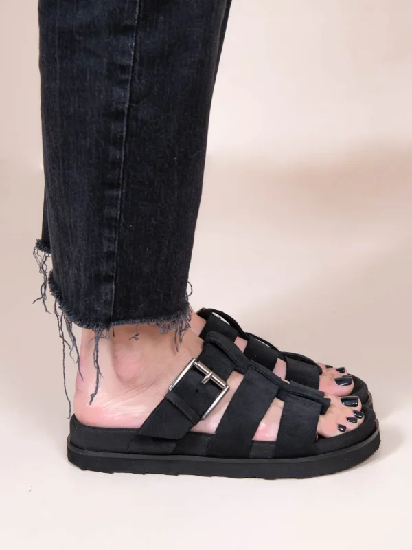Noyer Castor Noir Γυναικεία Δερμάτινα Flatforms Μαύρα - Image 5