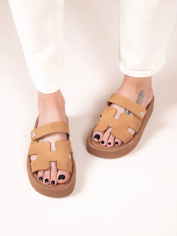 Phoenix Eleve Γυναικεία Δερμάτινα Flatforms Ταμπά - Image 2