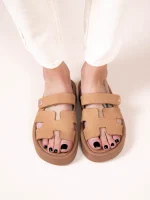 Phoenix Eleve Γυναικεία Δερμάτινα Flatforms Ταμπά - Image 3