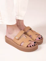 Phoenix Eleve Γυναικεία Δερμάτινα Flatforms Ταμπά - Image 5