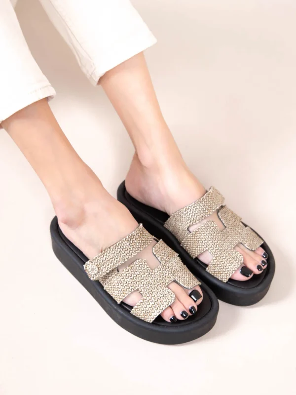 Phoenix Eleve Beige Γυναικεία Δερμάτινα Flatforms Μπεζ - Image 1
