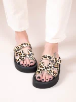 Phoenix Eleve Leo Γυναικεία Δερμάτινα Flatforms Λεοπάρ