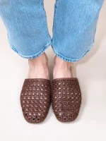 Sable Brun Γυναικεία Δερμάτινα Mules Καφέ - Image 4