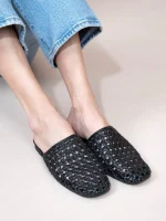 Sable Noir Γυναικεία Δερμάτινα Mules Μαύρα