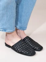 Sable Noir Γυναικεία Δερμάτινα Mules Μαύρα - Image 2