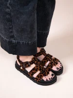 Tie Leo Γυναικεία Δερμάτινα Flatforms Λεοπάρ